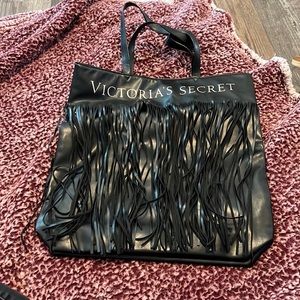 black victoria secret bag with fringe